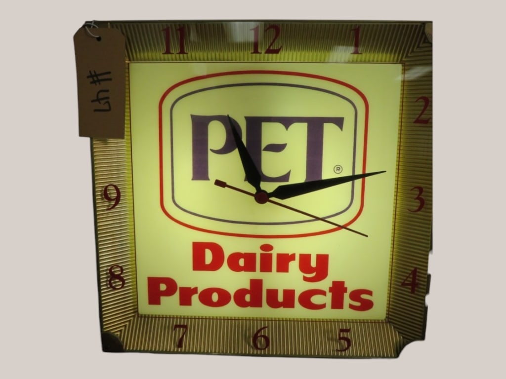 Pet Dairy Products Advertising Clock: 16 x 4 "As found" condition