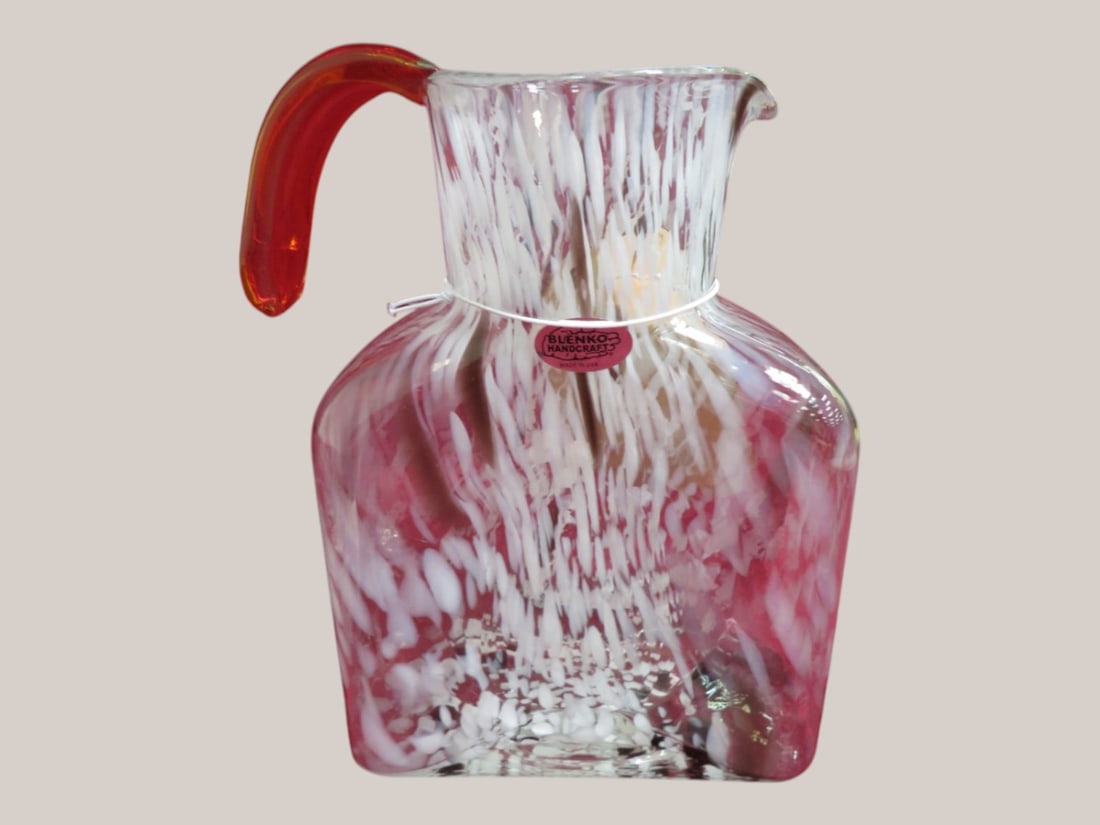 Handcrafted Blenko Tangarine Splatter Pitcher (1 of 5)