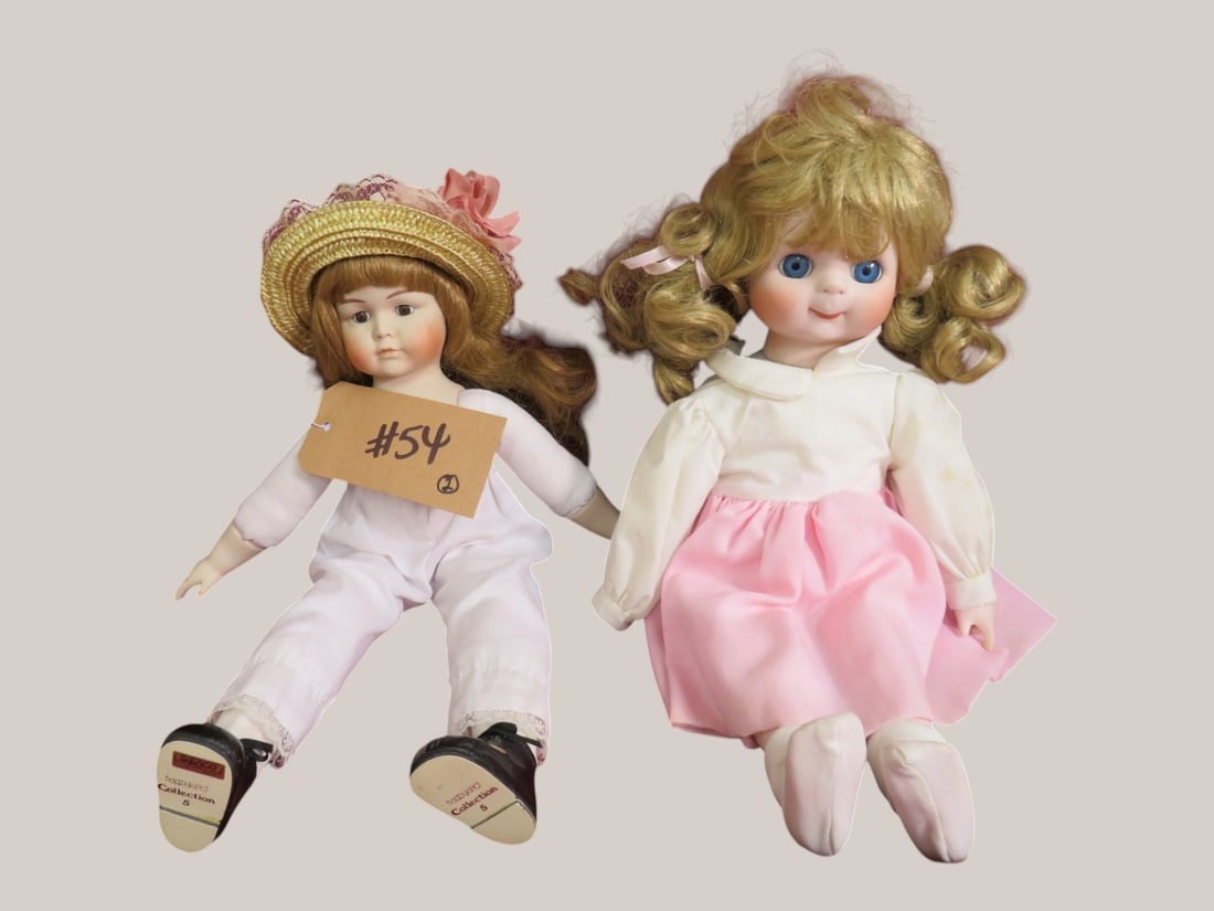 2-Modern Porcelain Dolls: 16" Tall/Dressed