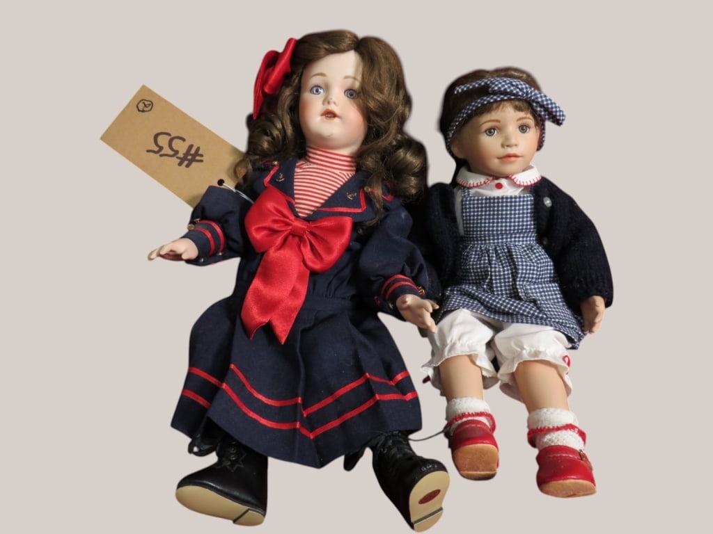 2-Modern Porcelain Dolls: 14" Tall/Dressed