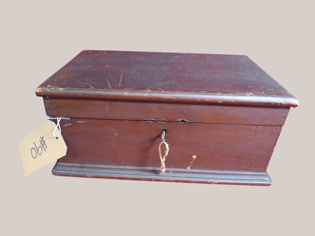 Poplar Document Box: w/ Orig Key 7 x 15 x 9