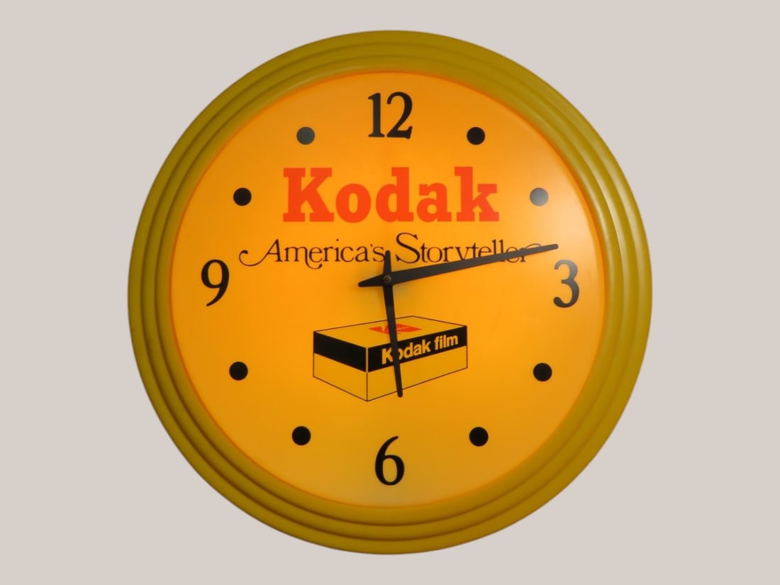 Kodak Film Advertising Clock: Contemporary Good color 20dia Working Light
