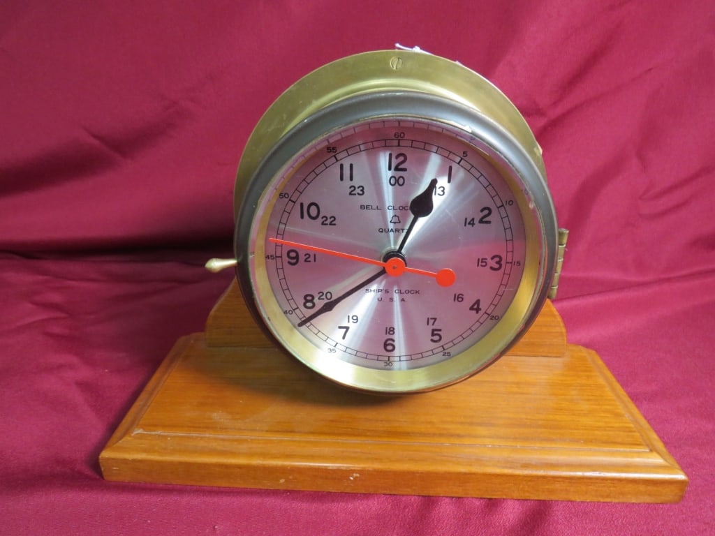 Brass Cased Bell Ship's Clock - 2
