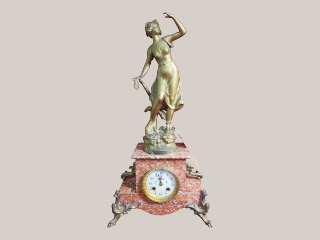 3-pc. French Art Nouveau Bronze Clock (1 of 8)