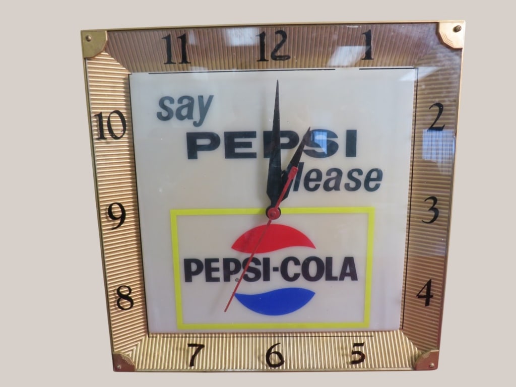 Say Pepsi Please Pepsi-Cola Clock: 16 x 16 x 4 Clock works/Needs bulb