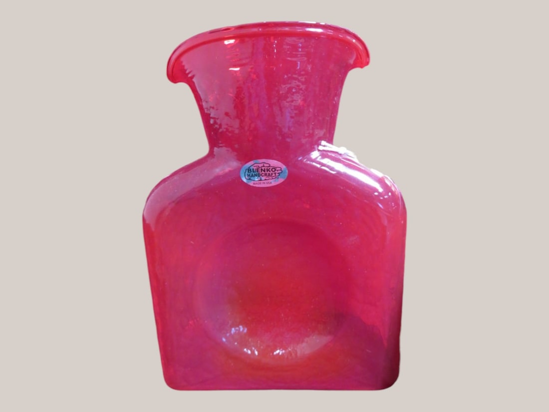 Red Blenko Decanter: 8 x 7 x 3