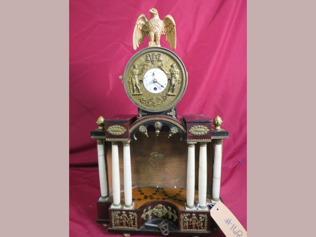Pillar Mantle Clock w/ Gilted D?cor - 2