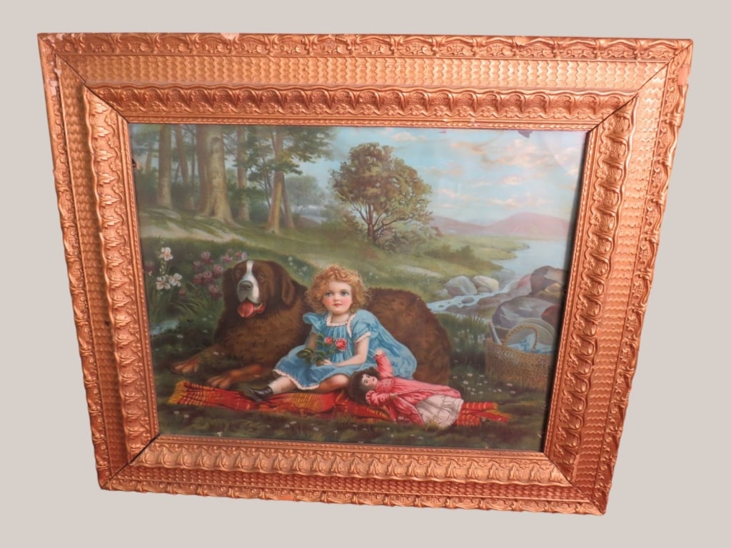 Antique Victorian-era Print - titled "Wide Awake": 23 x 27