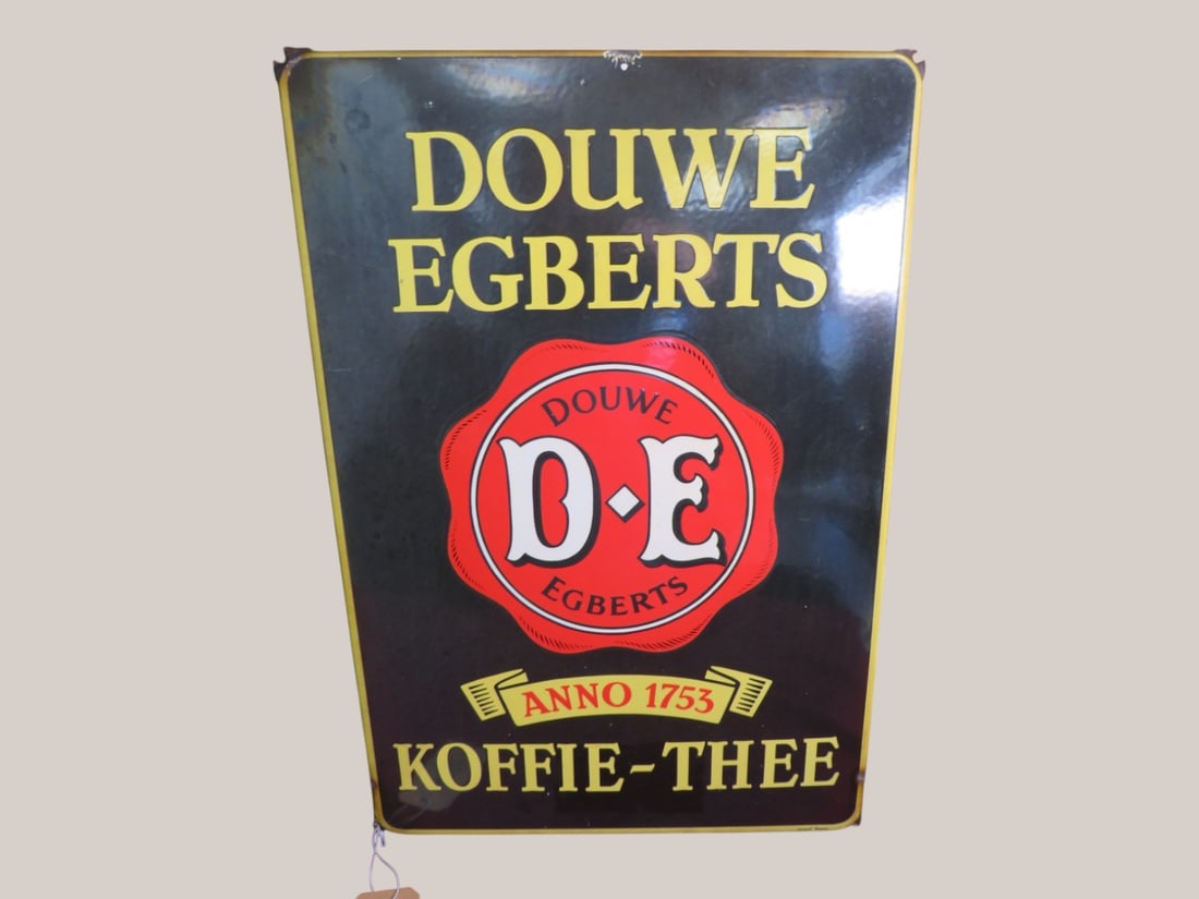 Douwe Egberts SS Porcelain Koffie Sign: Maker "Langcat" Bussum 27 x 19