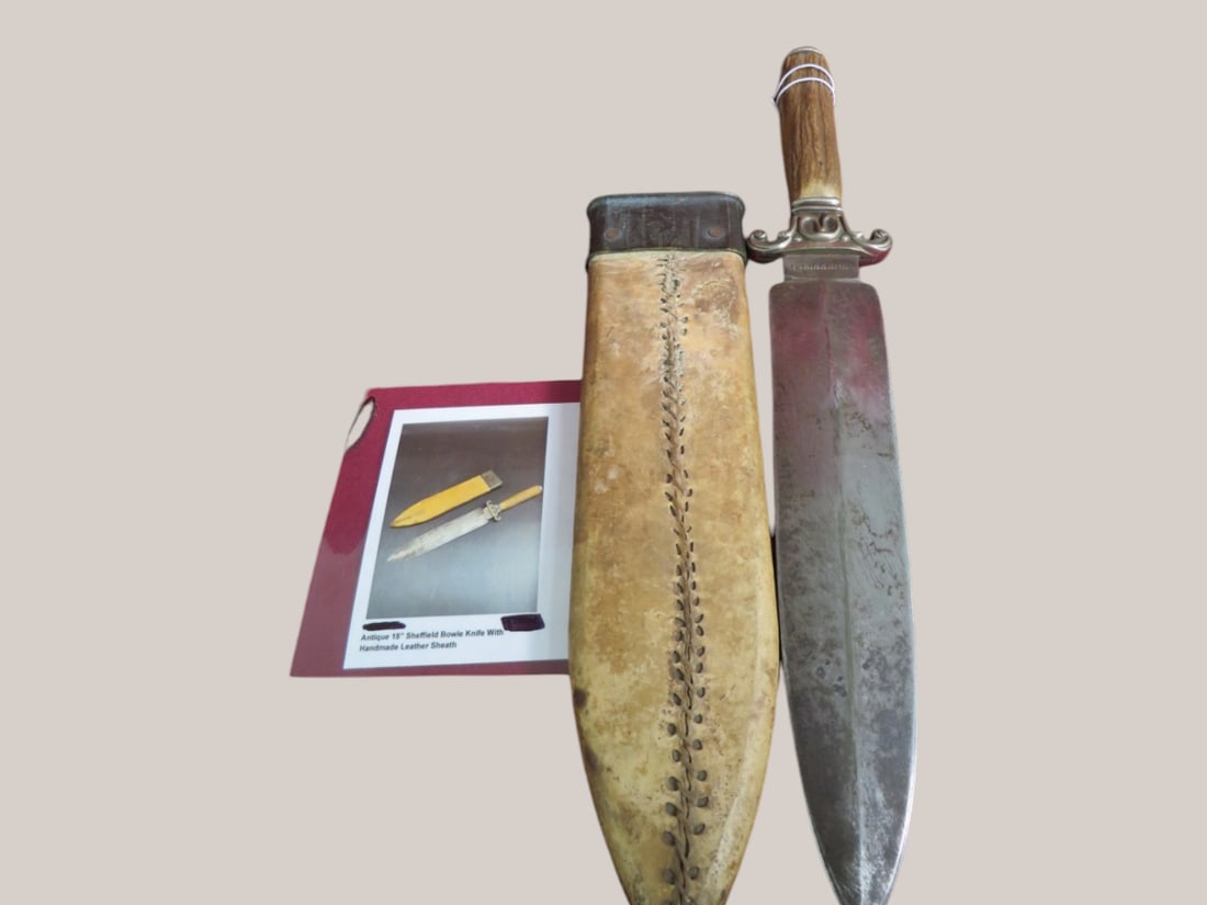 Schefield 15" Bowie Knife w/ Sheath: 15L max Handmade Sheath