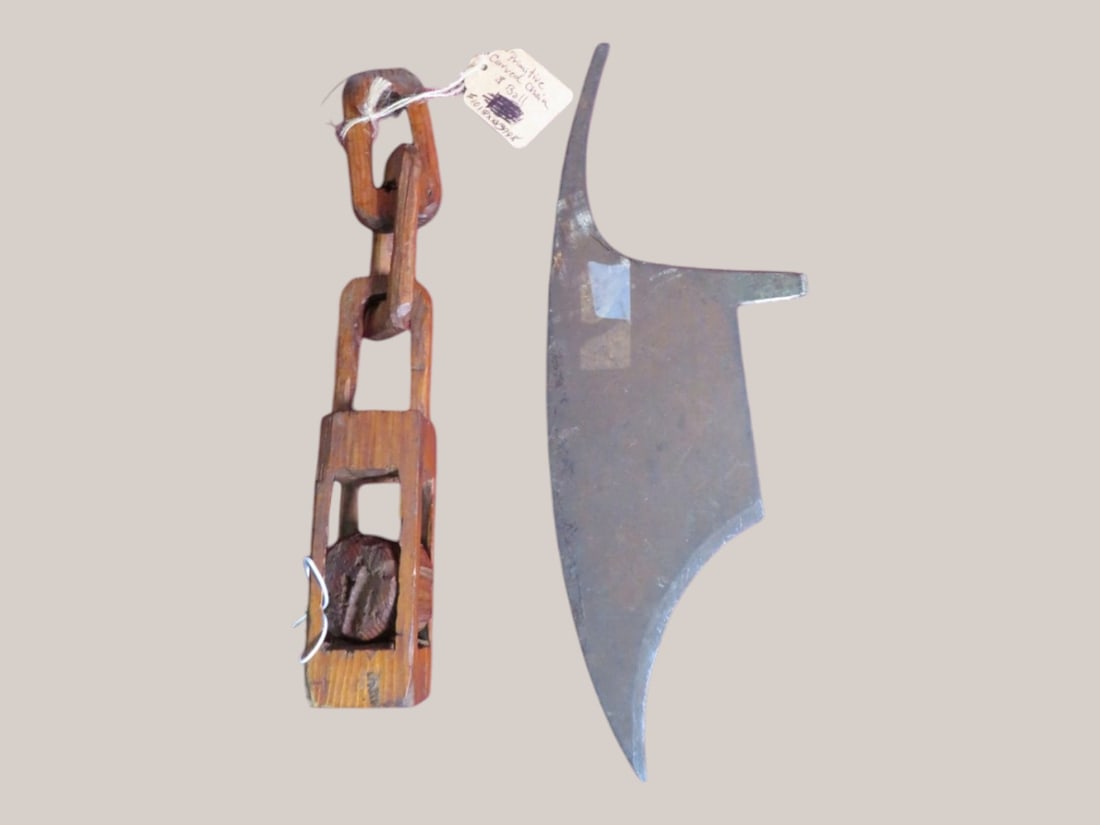 2 pc- Forged Tool Head and Wood Carved Chain: Normal wear