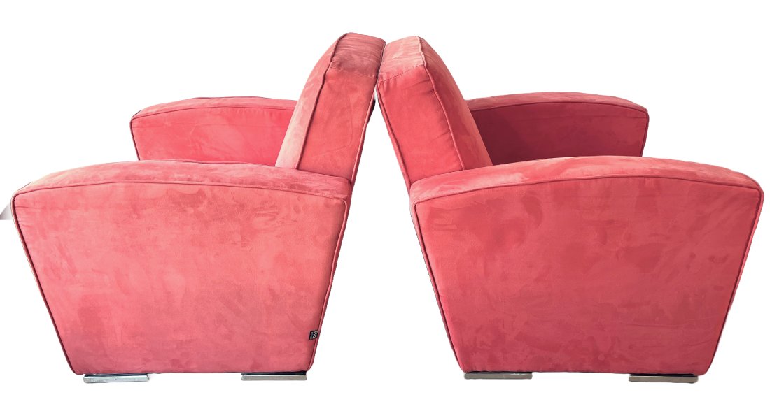 Bo Concept Suede Lounge Chairs - Pair (1 of 4)