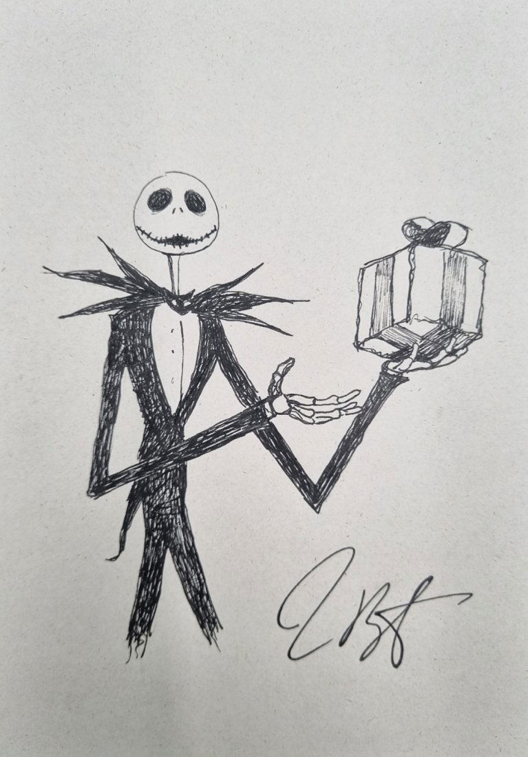 Tim Burton Jack Skellington drawing Nightmare before Christmas (1 of 1)