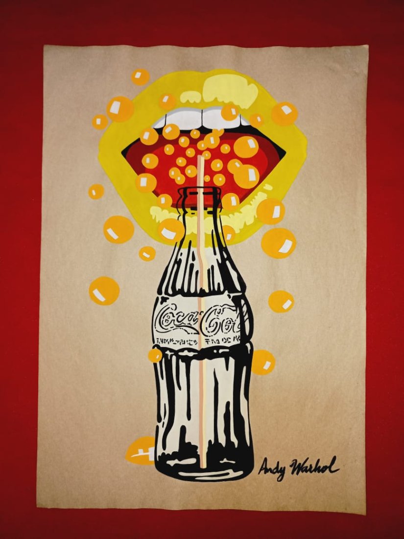 Andy Wahol Painting Coca Cola Yellow and bubbles (1 of 1)