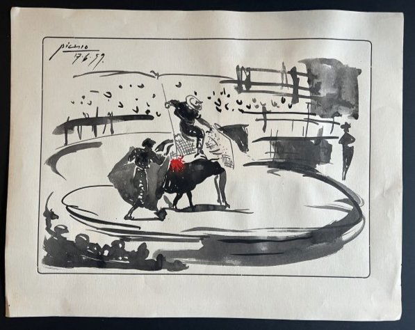 Picasso original Bullfighting painting  17.6.1959 (1 of 2)