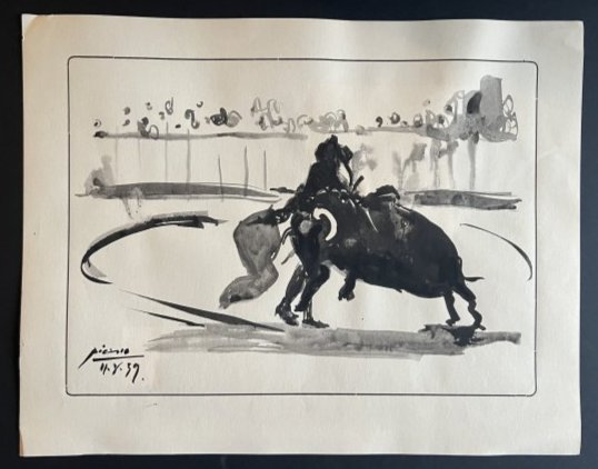 Picasso original Bull fight painting 11.8.1959 (1 of 2)