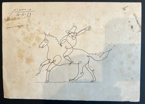 Picasso drawing of a Matador on a Horse 12 - 11 - 1957 No Reserve (1 of 1)