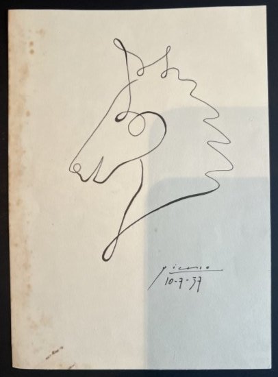 Picasso drawing of a Horse portrait 10 - 7 - 1957 No Reserve (1 of 1)