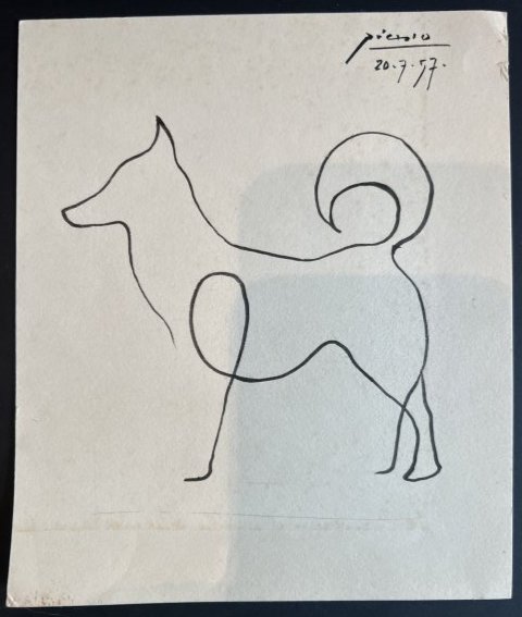 Picasso drawing of a Dog 20 - 7 - 1957 No Reserve (1 of 1)