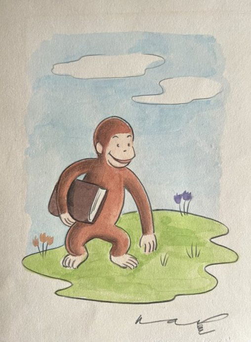 Curious George original watercolour by H A Rey No Reserve (1 of 1)