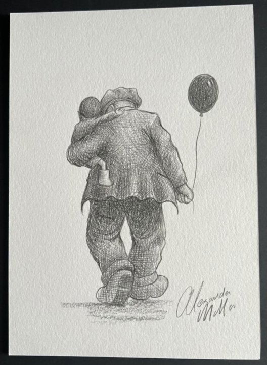 Alexander Millar drawing of a Man and boy with a Balloon No Reserve (1 of 1)