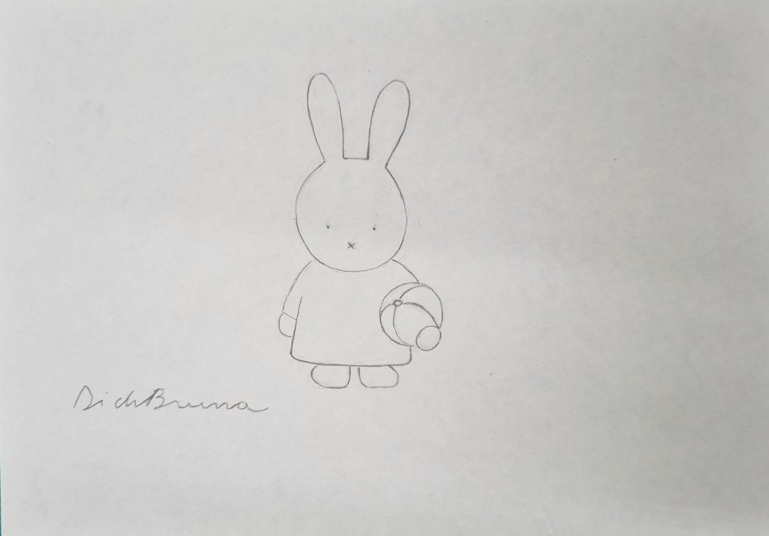 Dick Bruna pencil drawing Miffy with a Ball No Reserve (1 of 1)