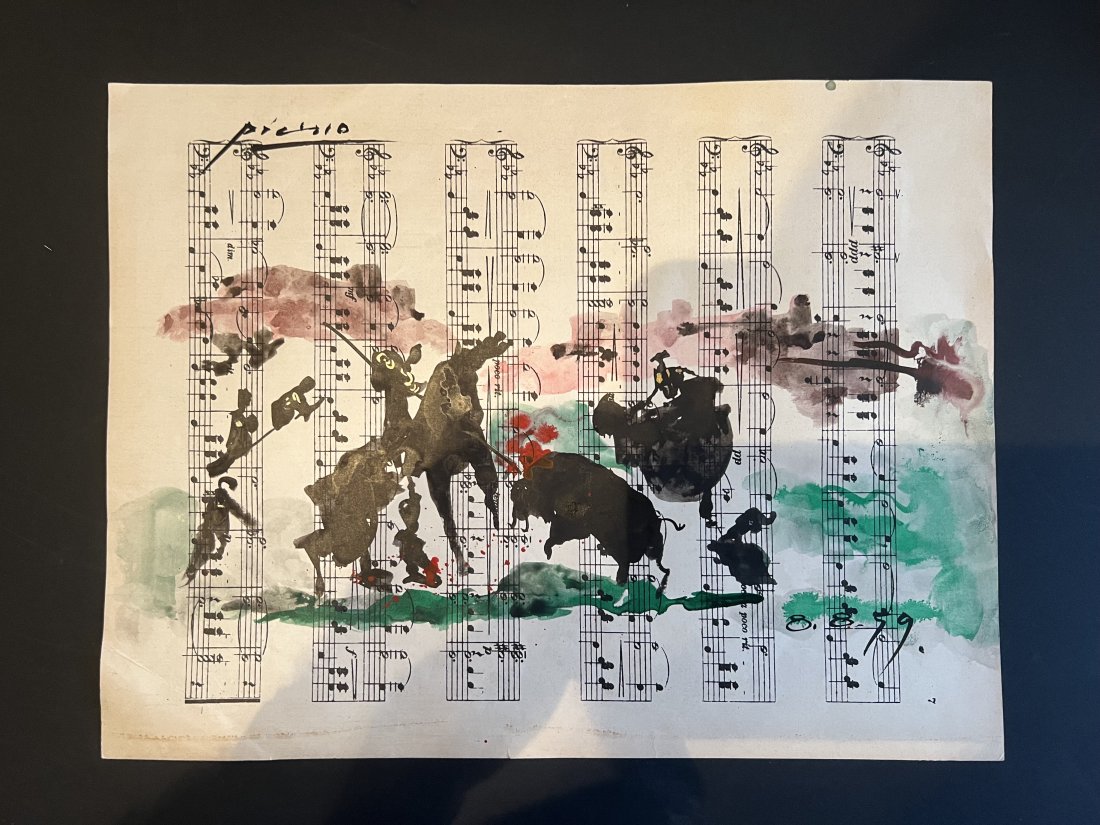 Pablo Picasso Painting Animal en Agenfa 8.8.1959 No Reserve: Pablo Ruiz Picasso (25 October 1881 - 8 April 1973) was a Spanish painter, sculptor, printmaker, ceramicist and theatre designer who spent most of his adult life in France. An original painting to a v