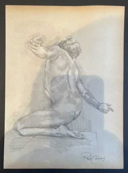 Paul Cadmus original drawing in chalk Reverence I No Reseve: Paul Cadmus (December 17, 1904 – December 12, 1999) was an American artist widely known for his egg tempera paintings of gritty social interactions in urban settings. He also produced many highly fi