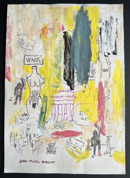Jean-Michel Basquiat painting to paper certified No Reserve (1 of 2)