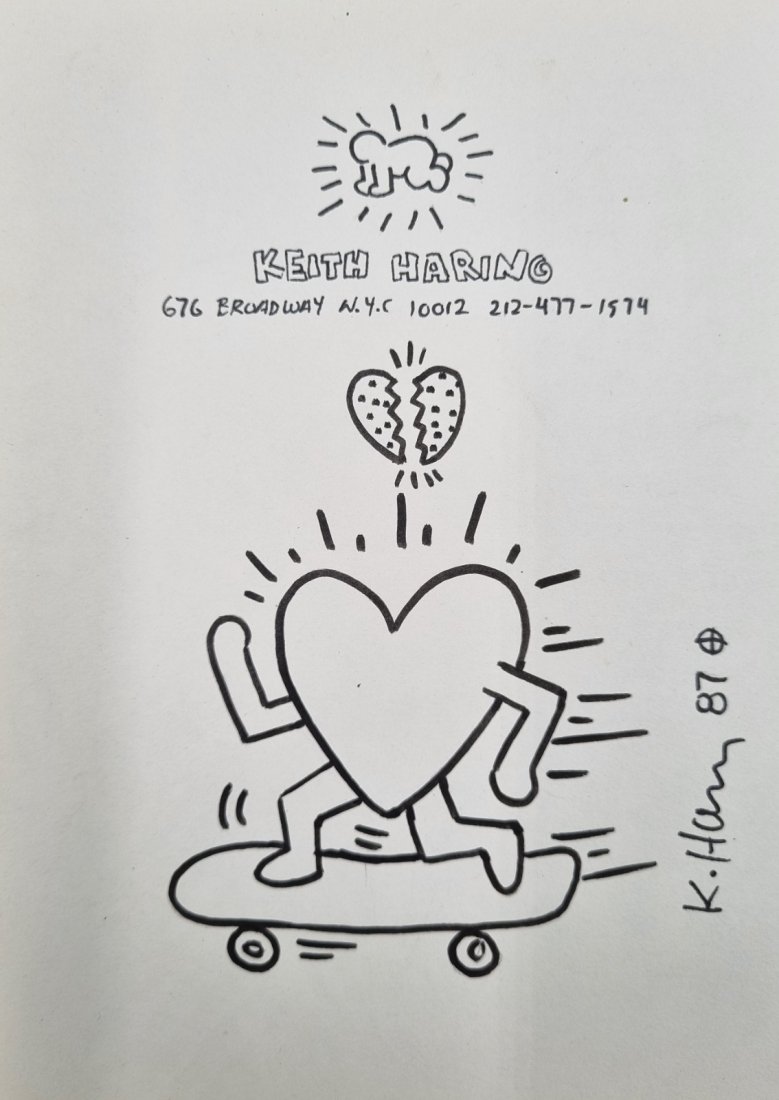 Keith Haring Letter and Drawing Skating certified 1987 No Reserve (1 of 1)