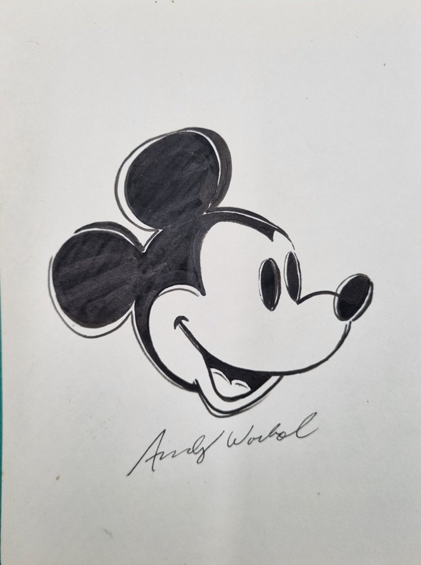 Andy Warhol Mickey Mouse Face drawing No Reserve (1 of 1)