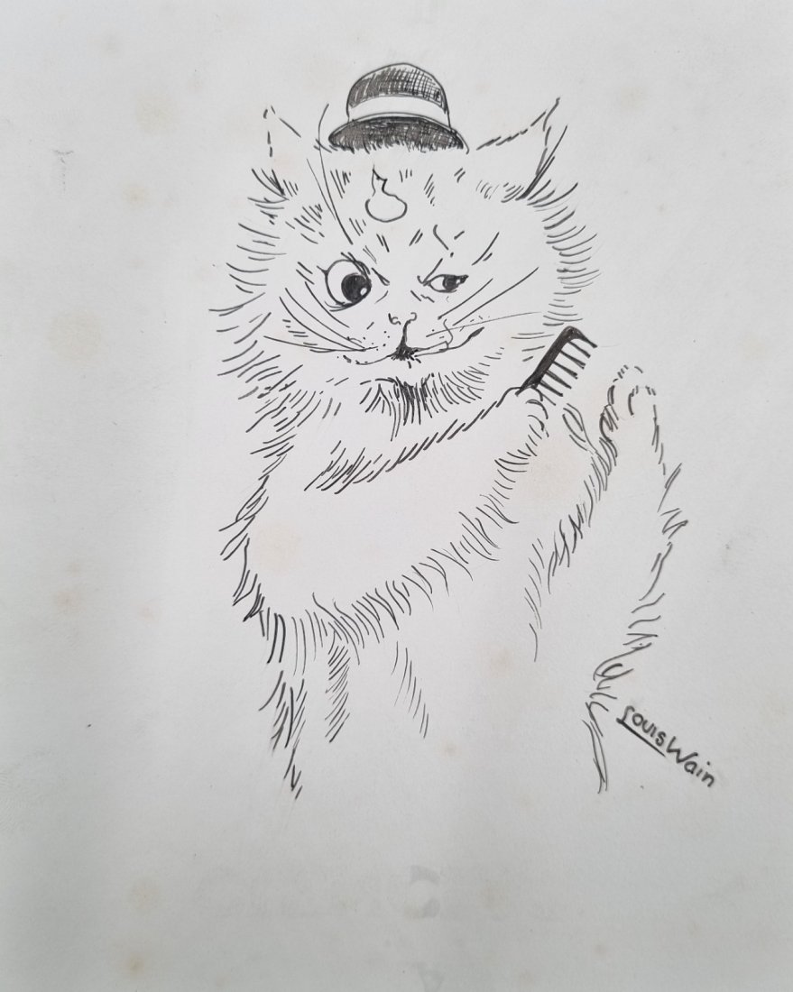 Louis Wain Cat combing his Fur No Reserve (1 of 1)