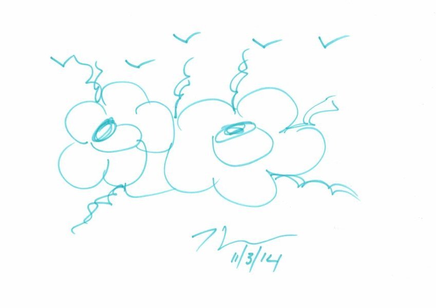Jeff Koons Flowers drawing No Reserve (1 of 1)