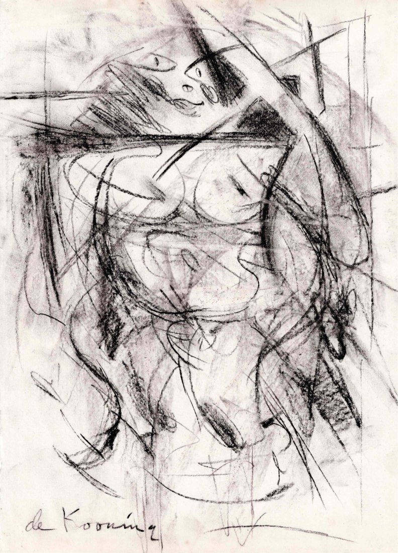 Willem de Kooning (Dutch, Amer., 1904-1907) Charcoal drawing No Reserve (1 of 2)
