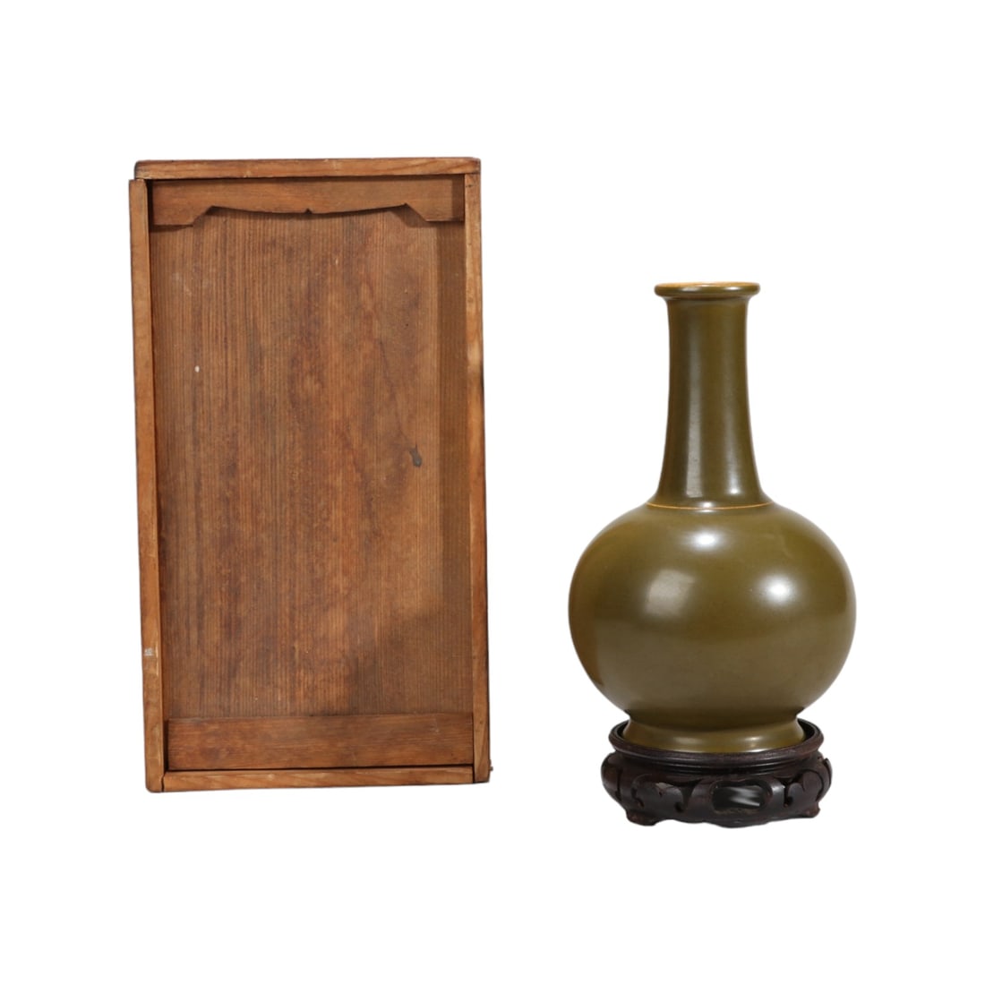 A QING TEADUST-GLAZED LONG NECK BOTTLE VASE (1 of 7)