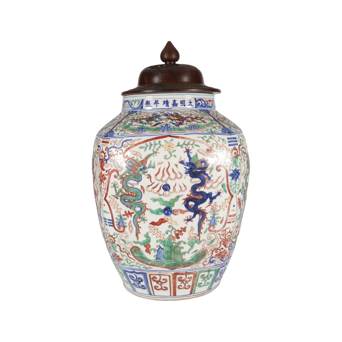 A WUCAI GLAZE DRAGON JAR WITH LID (1 of 6)