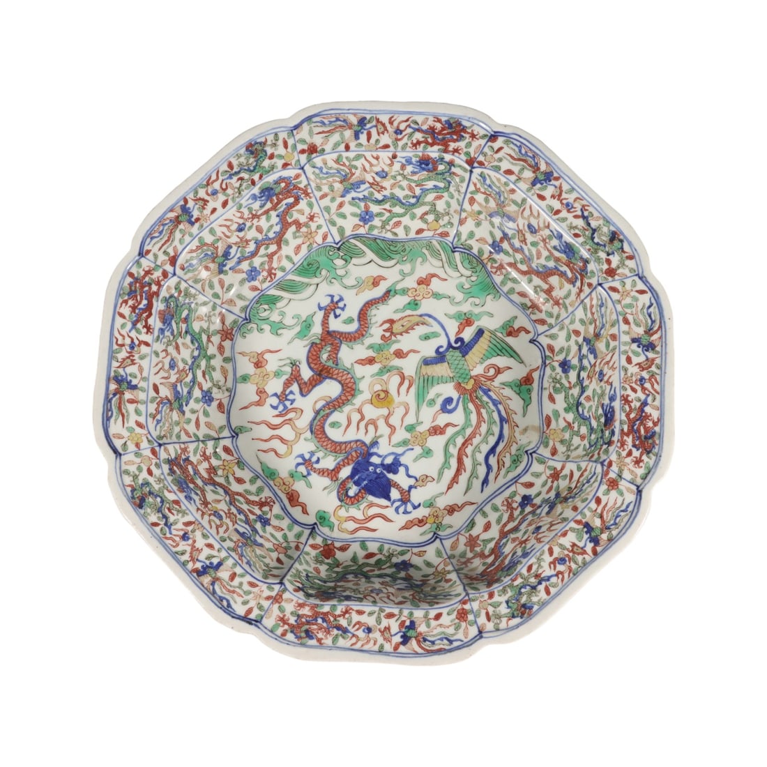 A WUCAI GLAZE DRAGON AND PHOENIX POT (1 of 6)