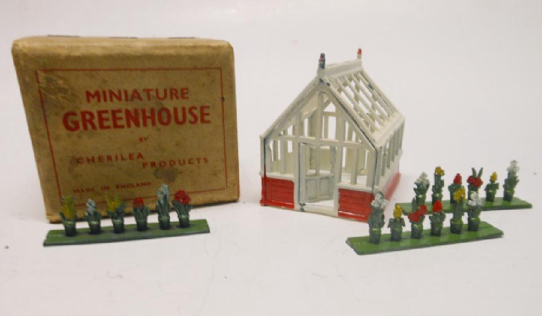 Cherilea Greenhouse with Original Box: and strips of flowers. Post War. 4 pieces. Condition excellent. Box very good.
