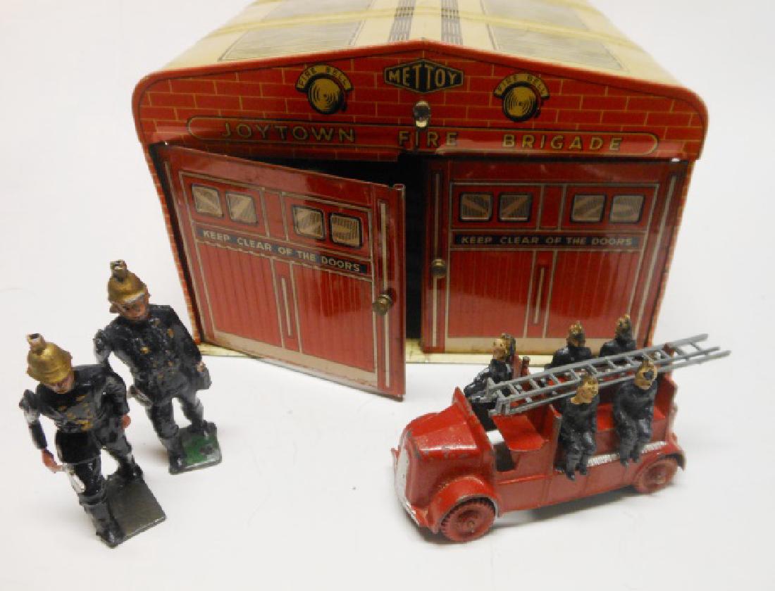 Charbens Fire Engine Mettoy Tin Fire Station (1 of 1)
