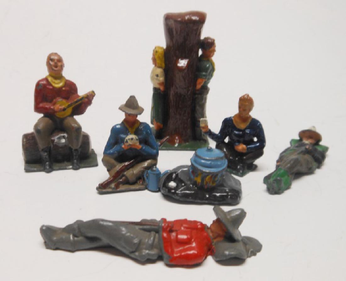 Crescent Cowboy Camp: Post War. 7 pieces including RARE cowboy card players. Condition very good.