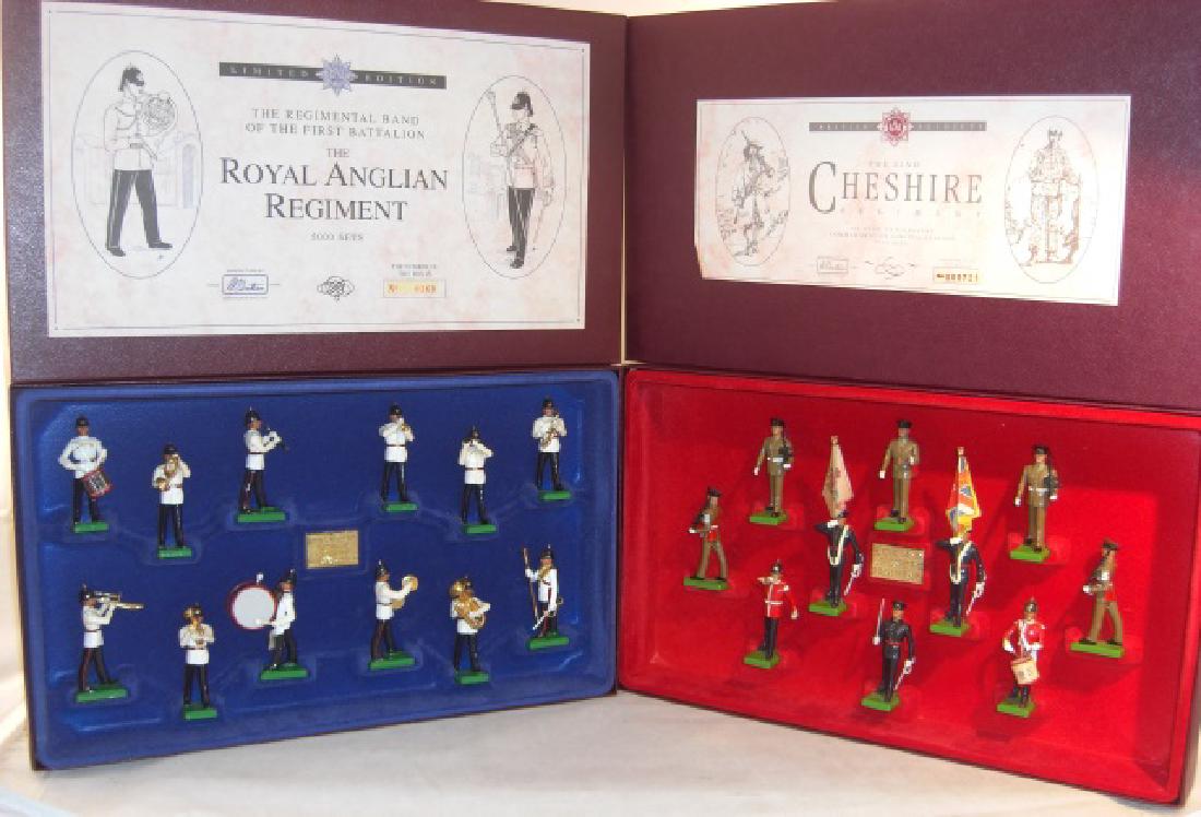 Britains Limited Edition #5189 The 22nd Cheshire: #5189 The 22nd Cheshire Regiment; No. 000721 of 7,000 in packing box No. 000721; & #5294 The Royal Anglian Regiment; No. 0160 of 5,000 in packing box No. 0160; 22 figures total; excellent in excellent