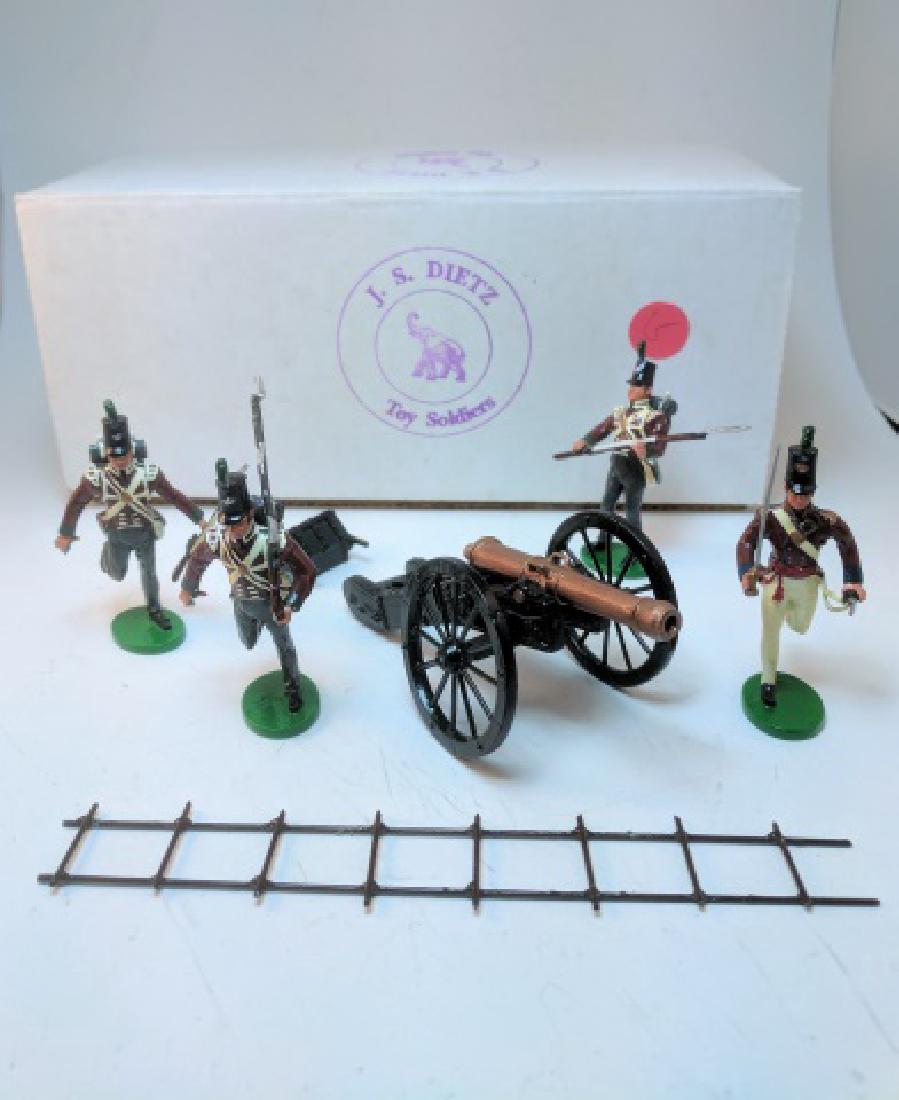 J S Dietz British Napoleonic Gun: 7 Pieces Condition Very Good (2 Broken Gun Tips) Box Very Good