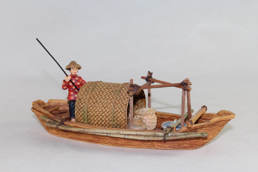 King And Country HK084A Streets of Old Hong Kong: Chinese Junk Canal Boat Near Mint Condition With No Box 3 Pieces