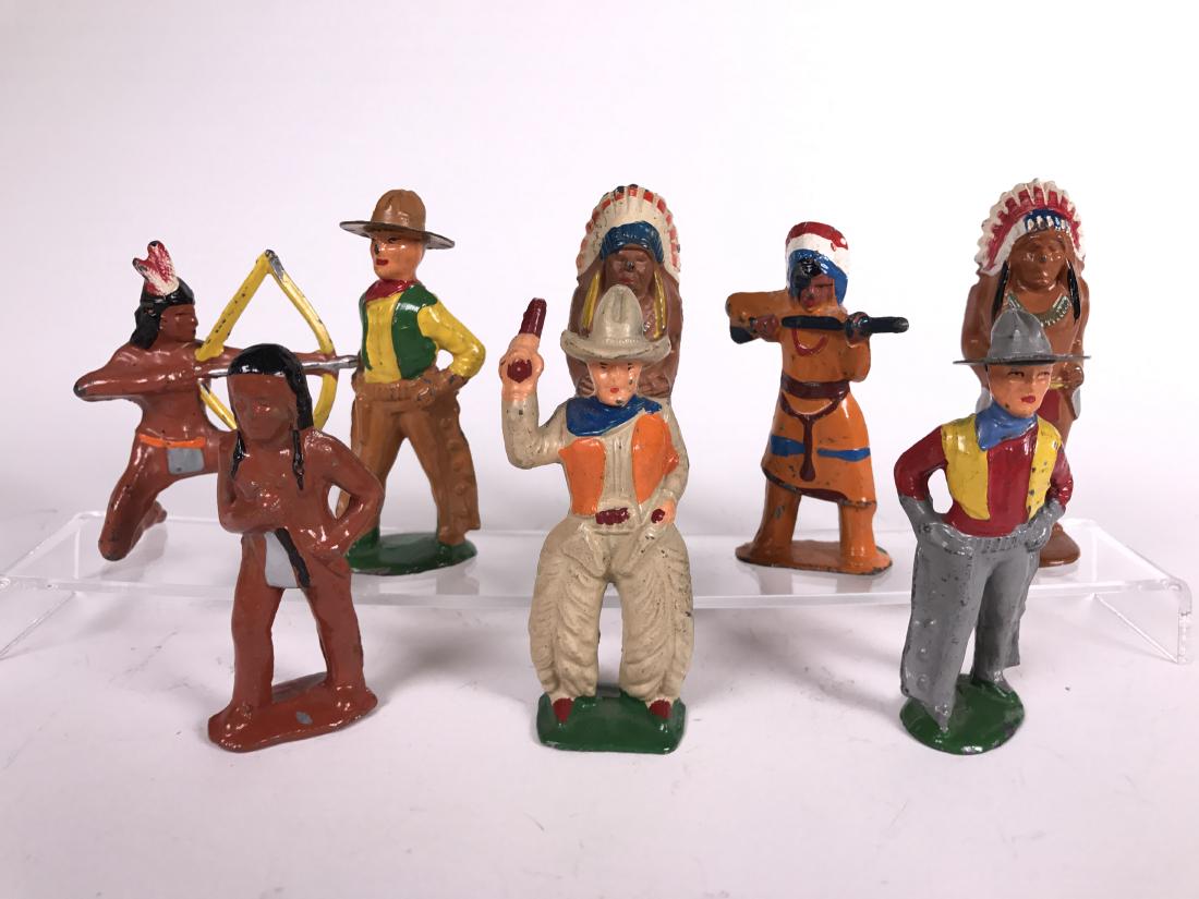 Dimestore Cowboys and Indians: Barclay and Manoil, 8 pieces, condition excellent
