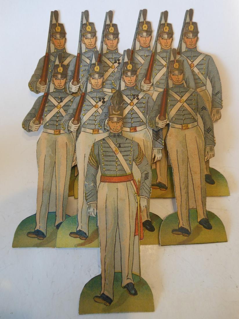 Parker Bros./Milton Bradley paper/cardboard: soldiers. West Point Cadet Soldiers. Pre-War. 11 pieces. Condition excellent.