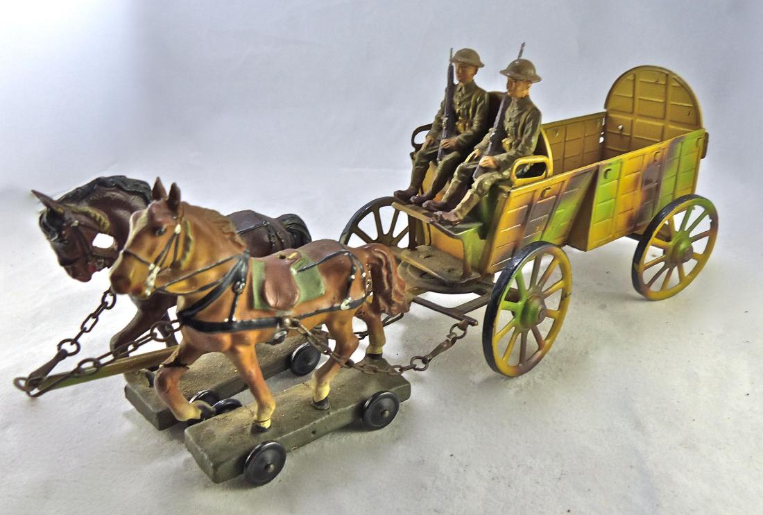 Lineol Horse Drawn Supply Wagon with 2 US Soldiers (1 of 1)