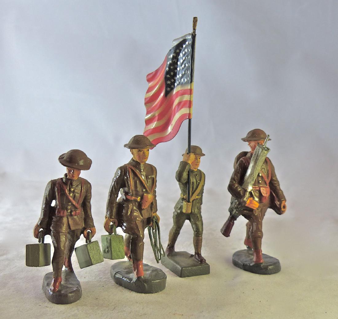 Lineol US Flag and 3 Elastolin MG Team 4 Pieces (1 of 1)