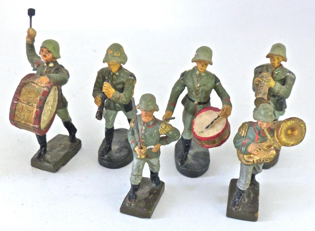 Lineol Elastolin 6 German Bandsmen Marching (1 of 1)