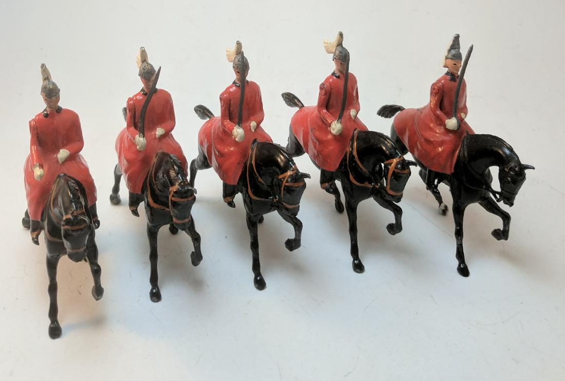 Britains 400 Lifeguards in Red Cloaks: 5 Pieces Condition Very Good No Box