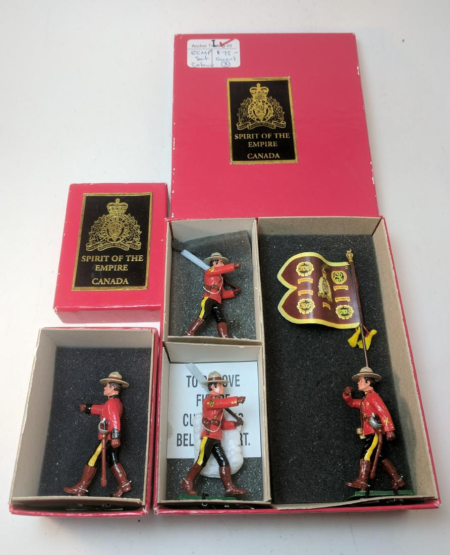 Spirit of the Empire RCMP Officer and Flag Bearer: 4 Pieces Condition Excellent Boxes Good